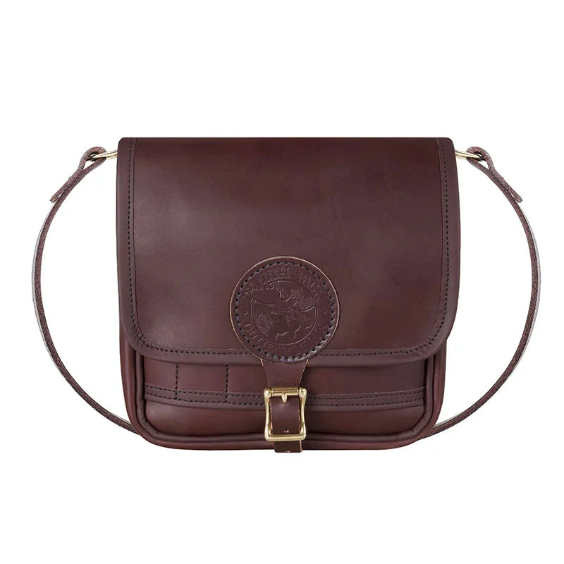 Leather Mini Haversack in rich brown premium American cowhide leather by Duluth Pack, handcrafted for durable outdoor use and everyday rugged style.