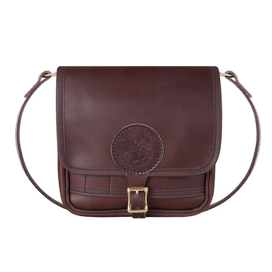 Leather Mini Haversack in rich brown premium American cowhide leather by Duluth Pack, handcrafted for durable outdoor use and everyday rugged style.