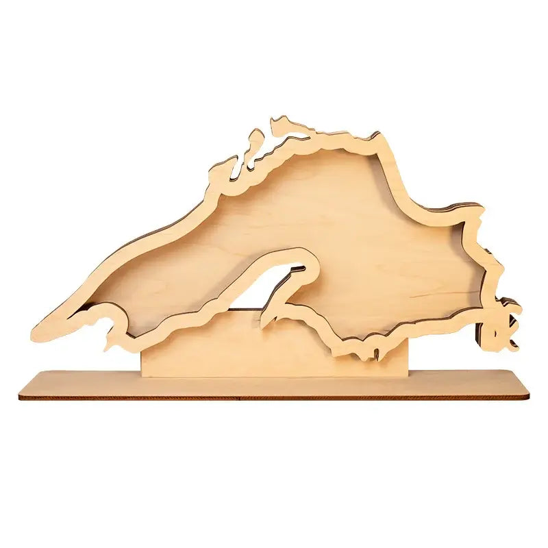 Decorative Lake Superior Agate Rock Display (Large Size & Empty) with wooden frame on a white background