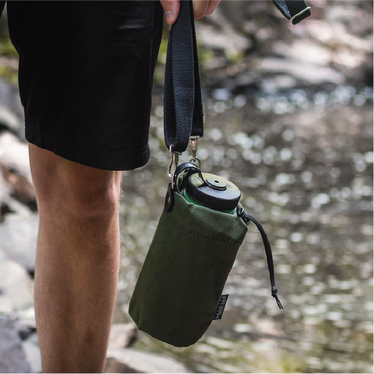 Water Bottle Holder hanging from man&