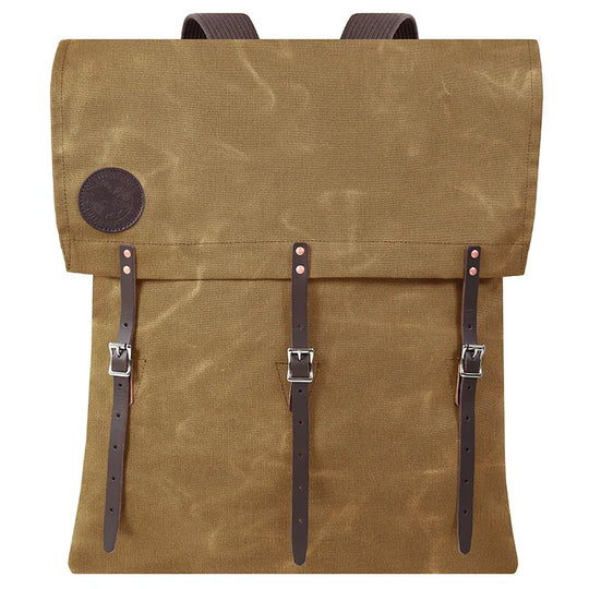 #3-70 Utility Pack - 60 L with tough waxed canvas and leather straps, designed for durable outdoor use and rugged adventures by Duluth Pack.