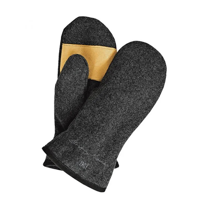 Stormy Kromer Ida's Mittens in charcoal with a white background